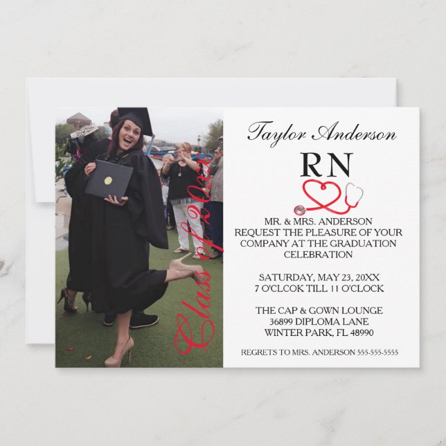 Trendy Medical RN School Graduation Announcement (Front)