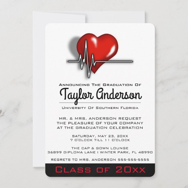 Trendy Medical School Graduation Announcement (Front)