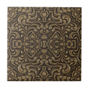 trendy medieval renaissance pattern bronze floral tile