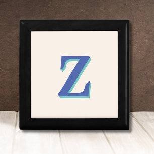 Trendy Medium Blue 3D Initial Letter Linen Color Gift Box