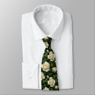Trendy Mens Fashion Gardenias Flower Neck Tie