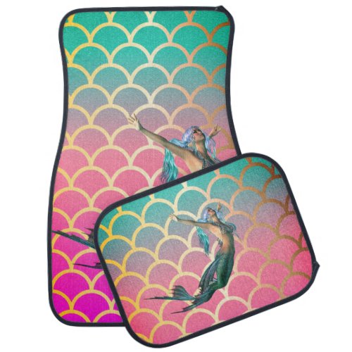 Trendy Mermaid On Mermaid Tail Scales Car Floor Mat