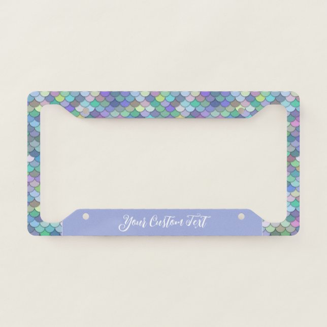 Trendy Mermaid Scales Pastel Pattern License Plate Frame (Front)