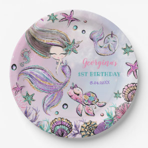 Trendy Mermaid, Sea Turtle & Narwhal Birthday Paper Plates