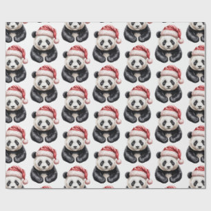 Trendy Merry Christmas Cute Panda Bear Pattern Wrapping Paper