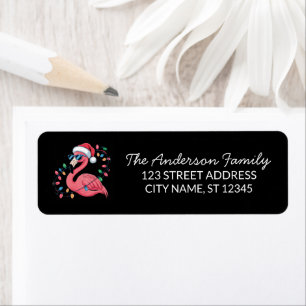 Trendy Merry Christmas Flamingo Return Address Label