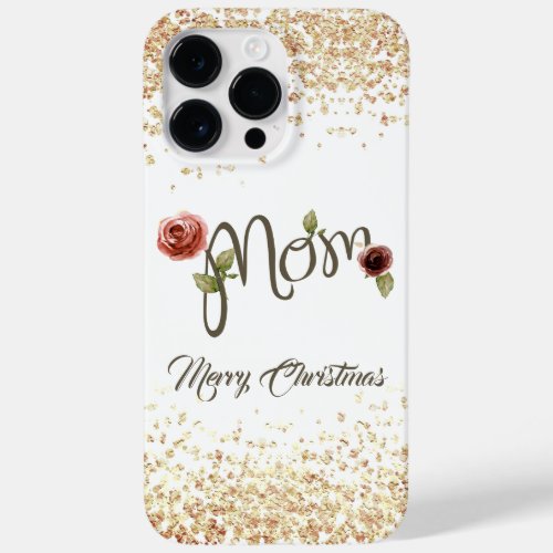 Trendy Merry Christmas Flowery  Sparkling Mom Case_Mate iPhone 14 Pro Max Case