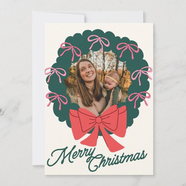 Trendy Merry Christmas Holiday Card (Front)
