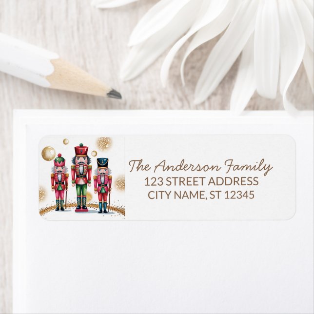 Trendy Merry Christmas Nutcracker Return Address   Label (Insitu)