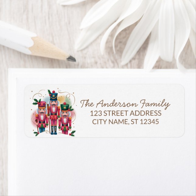 Trendy Merry Christmas Nutcracker Return Address   Label (Insitu)