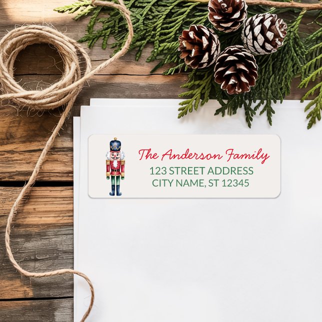 Trendy Merry Christmas Nutcracker Return Address   Label (Creator Uploaded)
