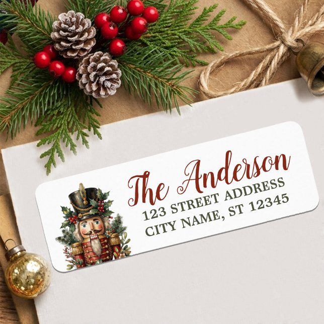 Trendy Merry Christmas Nutcracker Return Address   Label (Creator Uploaded)