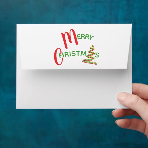 Trendy Merry Christmas Tree Red Green Gold Glitter Envelope