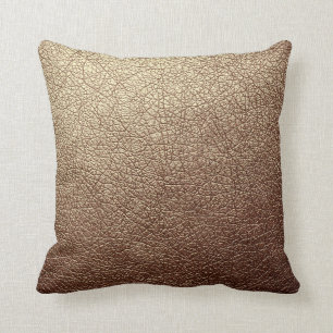 Trendy Metallic Brass Patina Leather Texture Throw Pillow