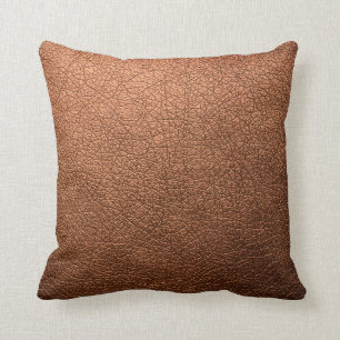 Trendy Metallic Copper Patina Leather Texture Throw Pillow