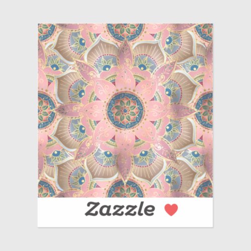 Trendy Metallic Gold and Pink Mandala Design Sticker