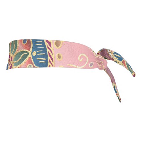 Trendy Metallic Gold and Pink Mandala Design Tie Headband
