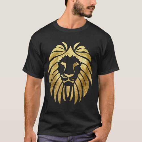 Trendy Metallic Gold Lion T_Shirt