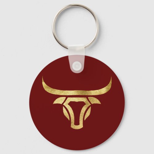 Trendy Metallic Gold Longhorn Bull Keychain