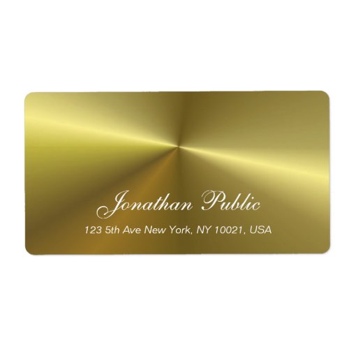 Trendy Metallic Gold Look Elegant Script Template Label