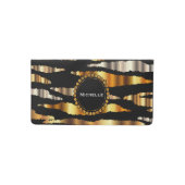 Trendy Metallic Gold Zebra Stripe Animal Print Checkbook Cover (Front)