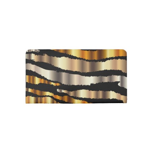 Trendy Metallic Gold Zebra Stripe Animal Print Checkbook Cover (Back)