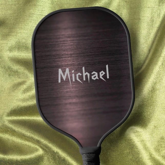 Trendy Metallic Print Elegant Latte Brown Name Pickleball Paddle (Creator Uploaded)