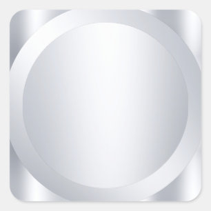 Trendy Metallic Silver Look Custom Blank Modern Square Sticker