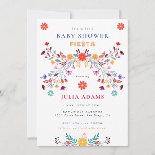 Trendy Mexican Floral Fiesta Baby Shower Invitation