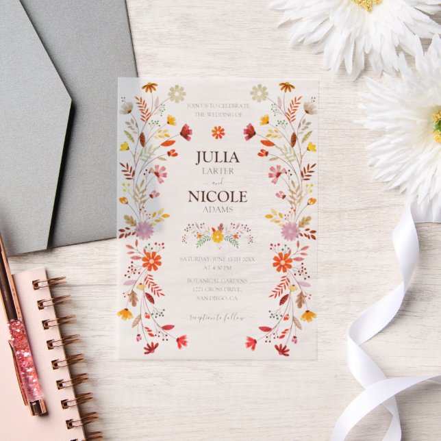 Trendy Mexican Talavera Floral Fiesta Wedding Vellum Invitations (Wedding)