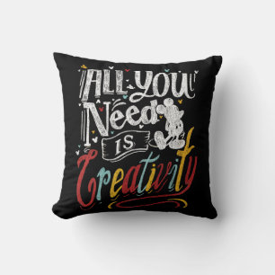 Trendy Mickey All You Need Is Creativity Throw Pillow
