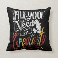 Trendy Mickey | All You Need Is Creativity Throw Pillow