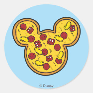 Trendy Mickey Head-Shaped Pizza Classic Round Sticker