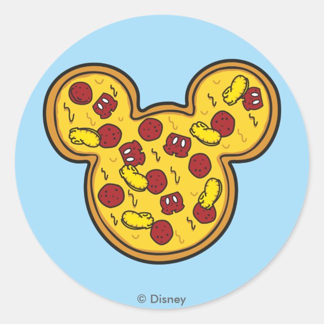 Trendy Mickey | Head-Shaped Pizza Classic Round Sticker (Front)