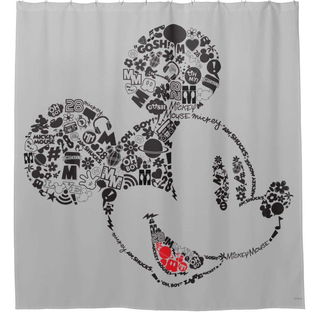 Trendy Mickey Icons & Phrases Shower Curtain Zazzle