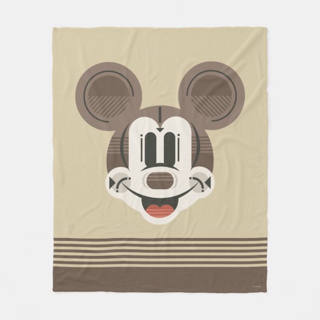 Trendy Mickey | Stylized Stripes Retro Head Fleece Blanket (Front)