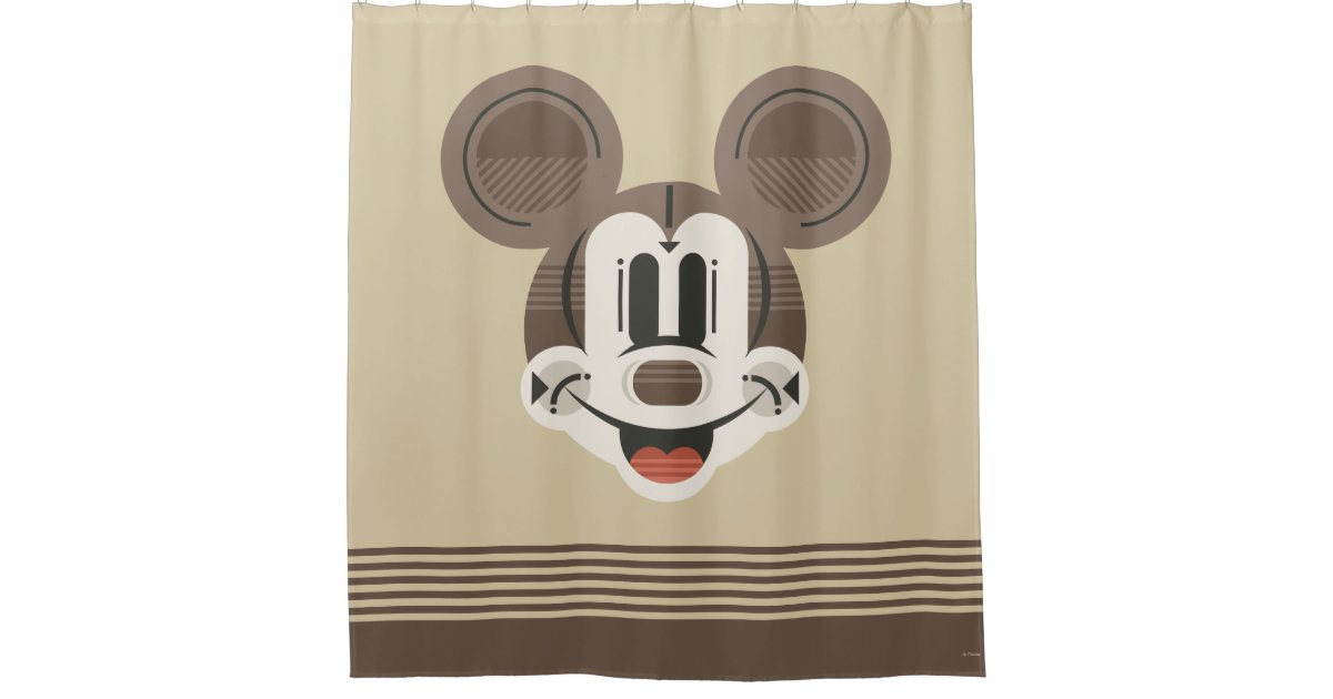 Trendy Mickey Stylized Stripes Retro Head Shower Curtain Zazzle