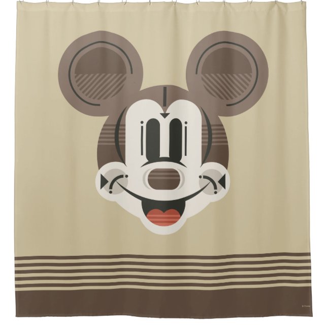 Trendy Mickey | Stylized Stripes Retro Head Shower Curtain (Front)