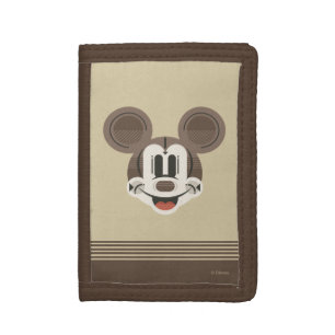 Trendy Mickey Stylized Stripes Retro Head Tri-fold Wallet