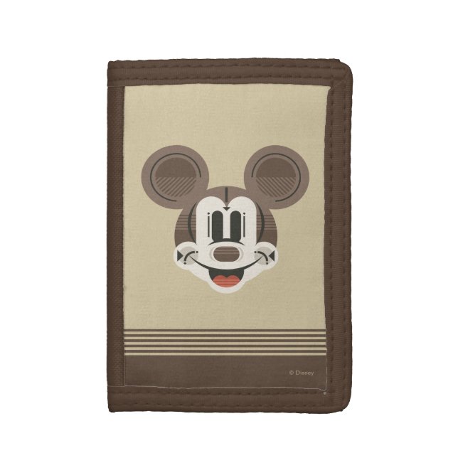 Trendy Mickey | Stylized Stripes Retro Head Trifold Wallet (Front Vertical)