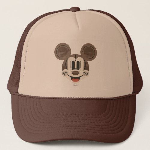 Trendy Mickey  Stylized Stripes Retro Head Trucker Hat