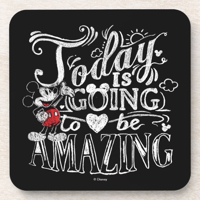 Trendy Mickey | Today Is Going To Be Amazing Drink Coaster (Front)
