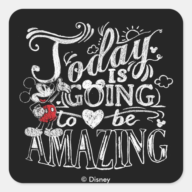 Trendy Mickey | Today Is Going To Be Amazing Square Sticker (Front)