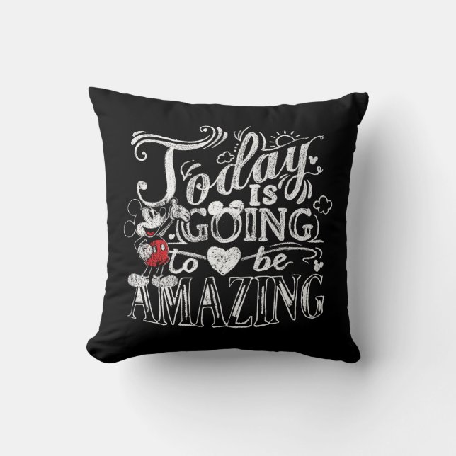 Trendy Mickey | Today Is Going To Be Amazing Throw Pillow (Front)