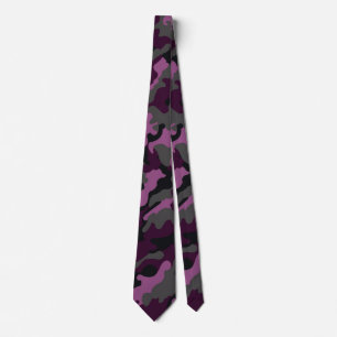 Trendy Military Dark Purple Camouflage Men's Tie