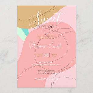 Trendy Minimal lines Creative Abstract Pink design Invitation