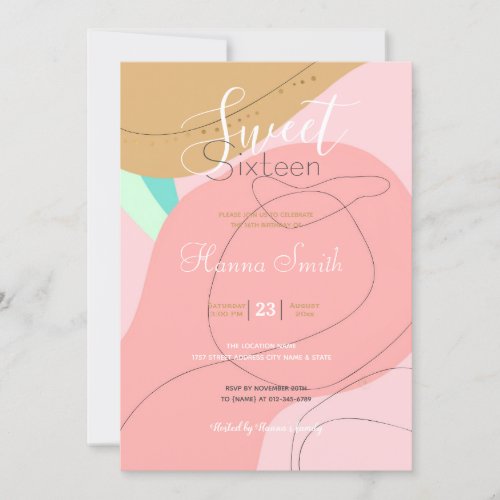 Trendy Minimal lines Creative Abstract Pink design Invitation