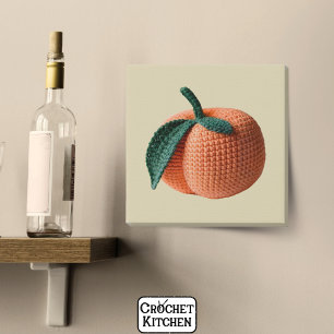 Trendy Minimal Modern Amigurumi Crochet Peach   Faux Canvas Print
