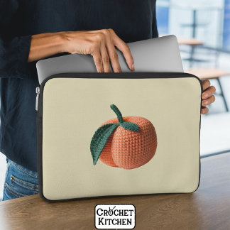 Trendy Minimal Modern Amigurumi Crochet Peach Laptop Sleeve