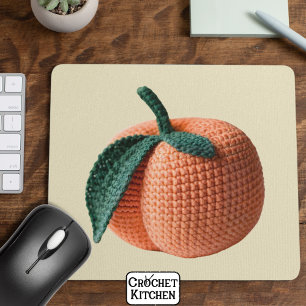 Trendy Minimal Modern Amigurumi Crochet Peach Mouse Pad